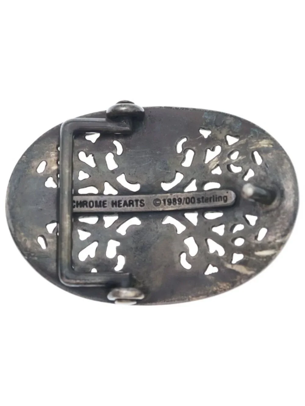 Chrome Hearts Qal CR Apap 1.5 Classic Oval Cross Buckle Silver Belt